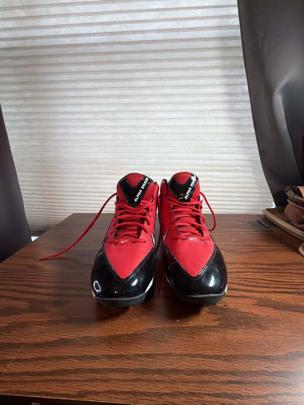 Nike Alpha Shark 3/4 Football Cleats Red Black Size 11